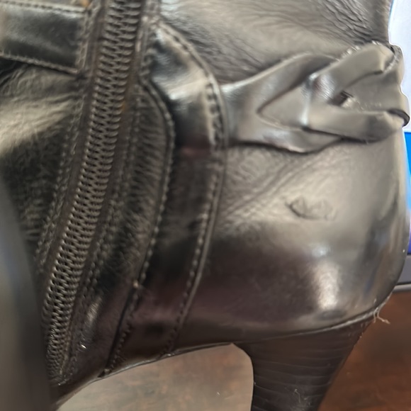 Banana Republic Sophie Black Leather High Heel Booties w/Braided Buckle Strap - Picture 3 of 13